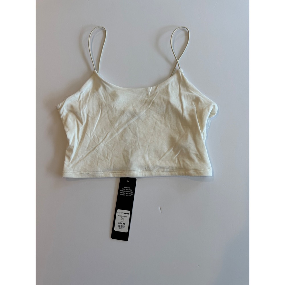 Fashion Nova Kiki Cropped Top Ivory White Spaghetti Strap Camisole XS